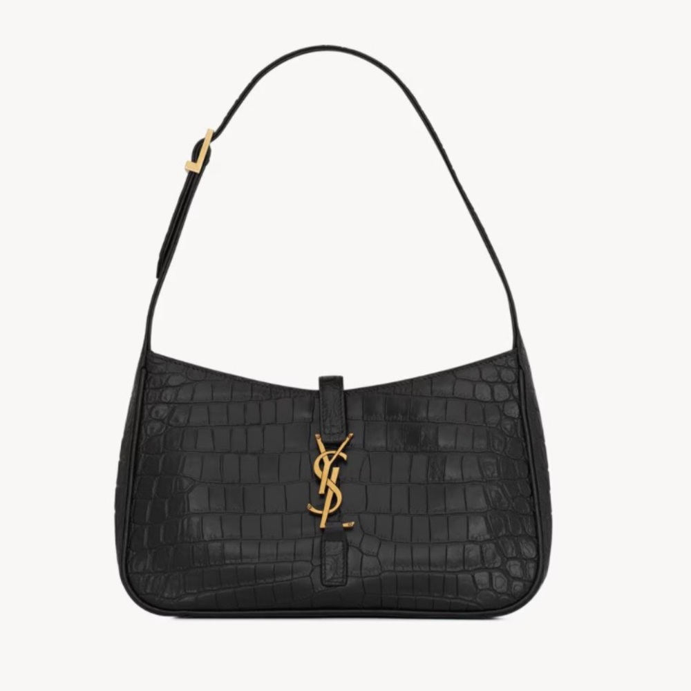 Yves Saint Laurent Le 5 a 7 in Crocodile-Embossed Shiny Leather